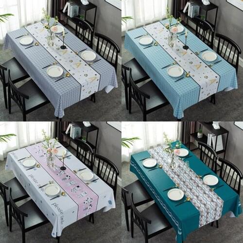 PVC Tablecloth Printing Color European And American Style Household Birthday Party Tablecloth Cover Rectangular Table Cloth Rag