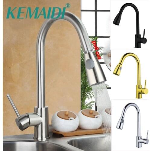KEMAIDI Basin Faucet Water Tap Bathroom Faucet Solid Black Nickel Brass Chrome Gold Faucets Single Handle Water Sink Tap Mixer