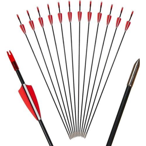 Shooting Arrows for Achery Recurve Bow OD 6mm Spine 750 Fiberglass Arrows for Outdoor Hunting Shooting Practice