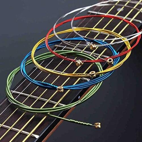 6Pcs/Set Acoustic Guitar Strings Rainbow Colorful Guitar Strings E-A For Acoustic Folk Guitar Classic Guitar Multi Color