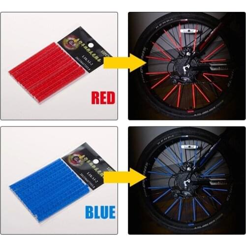12pcs Bicycle Wheel Spokes Reflective Sticker Safety Warning Safety Light Night Cycling Bicycle Reflector Bike Accessories
