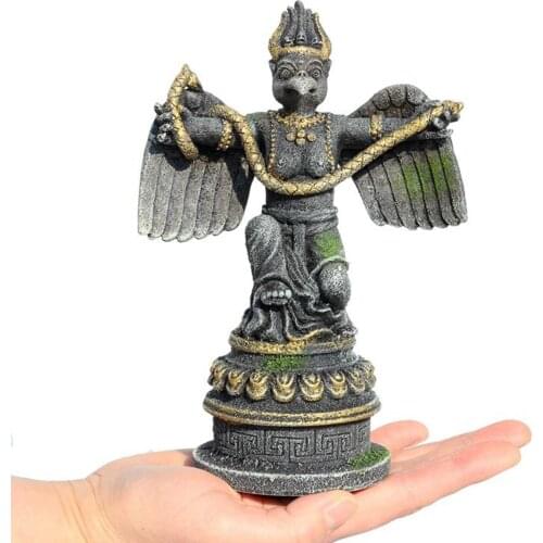 Mysterious Fishbowl Aquarium Hideout Landscape Scene Crafts Egyptian Guard Horus Statue Figurine Fish Tank Reptile Cave Decor