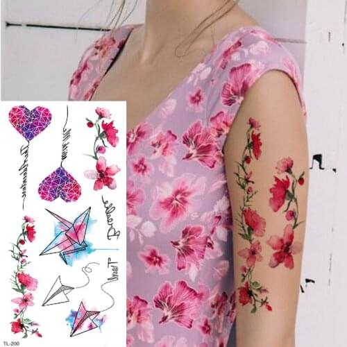 Tatoo sleeve women temporary tattoo sticker flower love line fake tatoo fashion water transfer fake tattoo & body art sticker