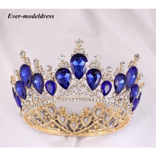 New Baroque Vintage Crown Royal Queen Princess Round Crystal Wedding Tiaras For Bridal Headpiece Bride Hair Jewelry Accessories