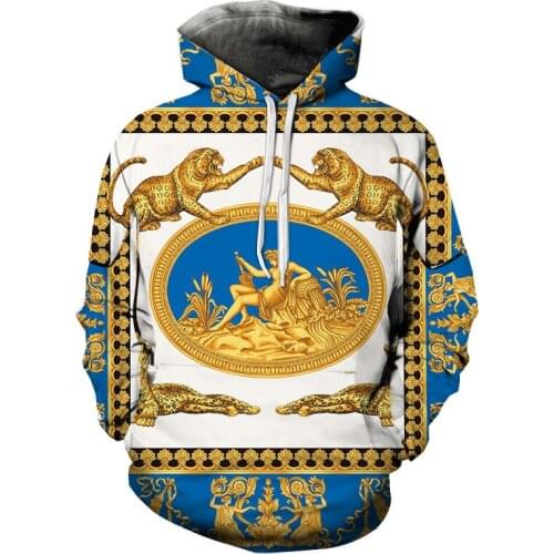 Vintage Baroque Men Hoodies 3D Noble Style Print Sweatshirt Men Woman Tracksuits Europe and America size casual jacket