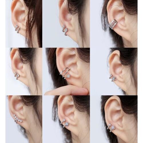 1pcs Non Pierced Zircon Clip On Earrings For Women Luxury Metal Earcuff Statement Jewelry Clips Earrings Party Gift