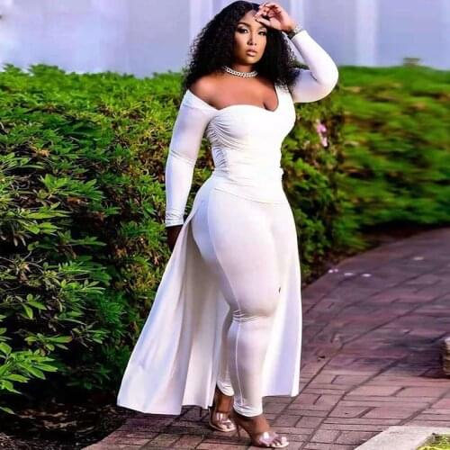 Sexy Party 2 Piece Set Women Birthday Outfits Elegant Solid Long Top and Pants Leggings Matching Sets Clubwear Ensemble Femme