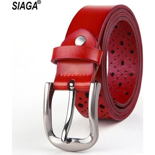 Ladies Plaid Hollowed Cowhide Leather Belts Waistband Pure Cow Genuine Needle Buckle Belt for Women Jeans 2020 FCO089