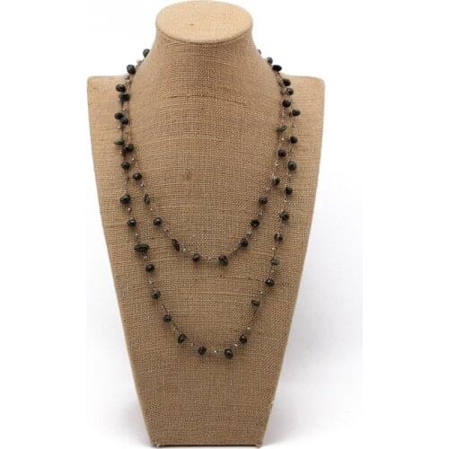 Beadsland nature stone crochet strand necklace fashion women sweater long necklace women cloth accessory