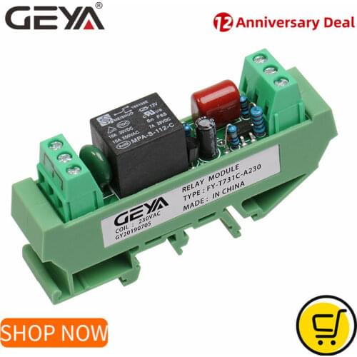 GEYA Din Rail Mounted 1 Channel Relay Module 24V 12V 230VAC GSM Relay Control Timer Module NPN PNP