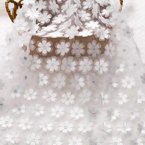 1 meter Multilayer White Lace Embroidery Patch Fabric Designer Cloth Tissu for Sewing Children Clothes DIY Wedding Home Decor