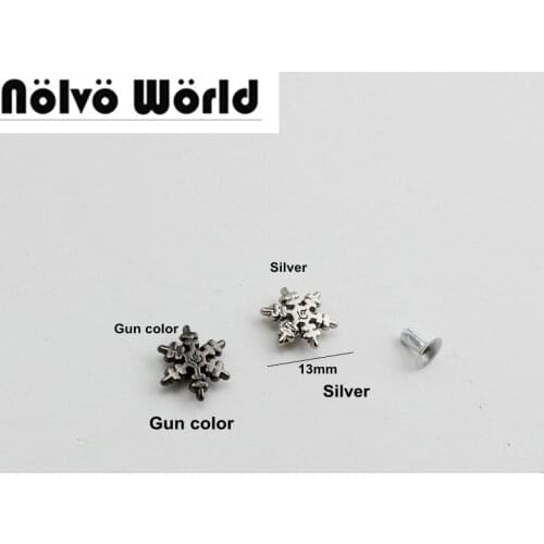 100pcs 3 colors 13mm snowflake hardware accessories decorative nail rivets diy Shoulder bag Messenger Bag rivets