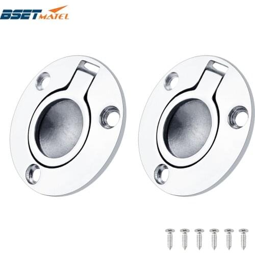 2PCS 51mm Boat 316 Stainless Steel Round Flush Mount Lift Ring Deck Hatch Latch Pull Lift Handle Pull Ring Hardware Accessories