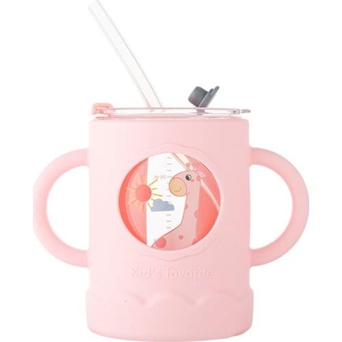 250ML Sippy Cup Double-handle Anti-scalding Portable Baby Straw Cup for Household