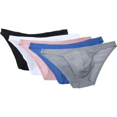 3PCS Sexy Men Underwear Seamless Ultra Thin Ice Silk Panties Cueca Jockstrap See Through Briefs Slips Hombre Bikini Tanga Thong