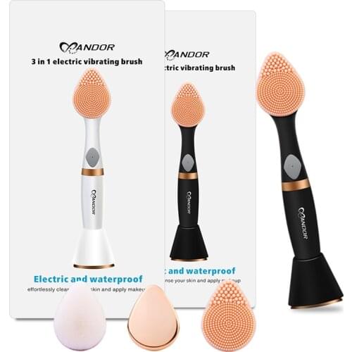 3 in 1 Electric Facial Cleanser Wash Face Cleaning Machine Skin Pore Cleaner Body Cleansing Massage Mini Beauty Massager Brush