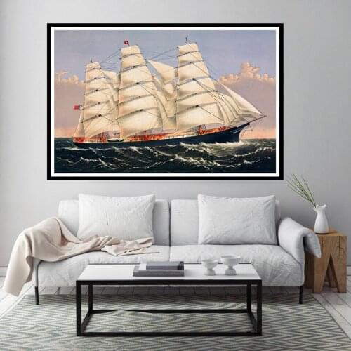 5D DIY Diamond Painting Set Boat Sails Sea View Full Square/Round Diamond Embroidery Painting Cross Stitch Kit Home Decoration