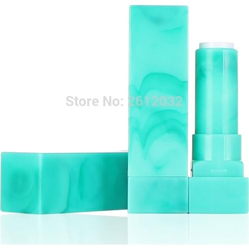 5g Empty Lip balm Tubes Square Shape Mint Green Lipstick tube Marbling DIY Lip gloss Cosmetic Packing Container 12.1mm