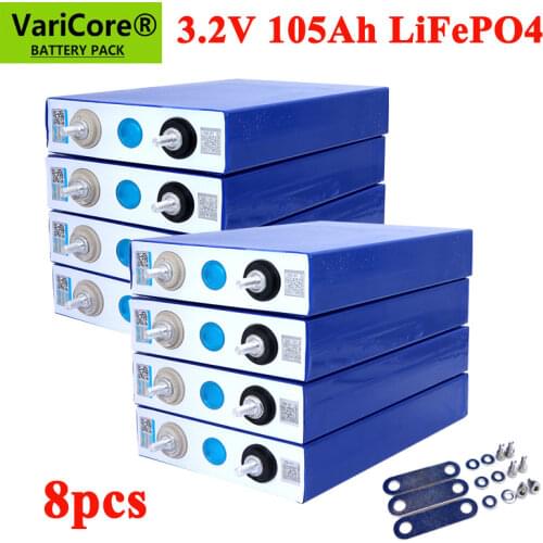 8pcs 3.2v 102Ah 105Ah Lifepo4 Rechargeable Battery Lithium Iron Phosphate for 12v Campers Golf Cart Off-Road Off-grid Solar Wind