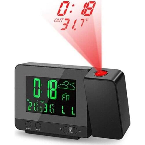 Digital Projection Alarm Clock with Weather Station,Thermometer,Digital Clock with Projection on Ceiling for Bedroom