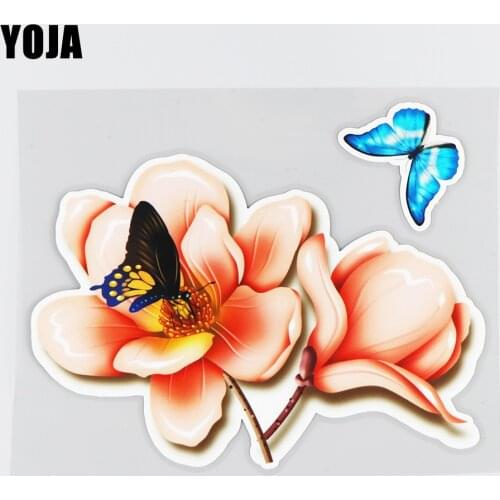 YOJA 18.2×14.7CM Cartoon Flower Butterfly Bumper Decoration Stickers Body Modification Car Accessories 19B-0072