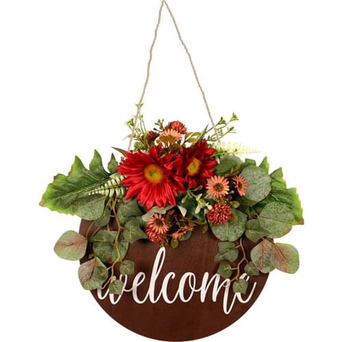 Welcome Door Sign Plaque Garland Wreath Ornament Easter Holiday Porch Festive Decoration
