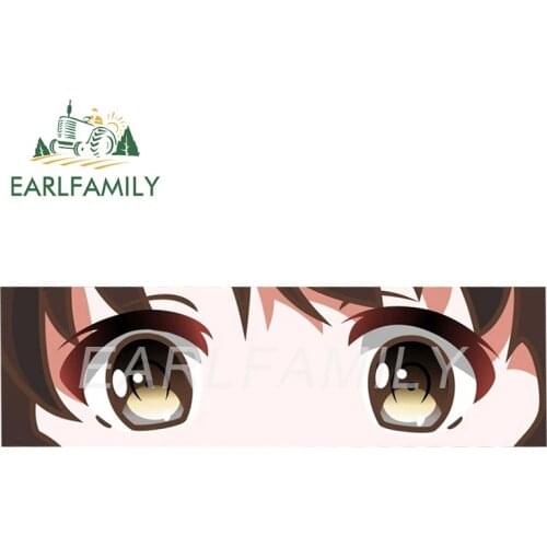 EARLFAMILY 15cm x 4.5cm Cartoon Car Sticker Megumi Kato Eye Slap Decal JDM Auto Helmet Motorcycle Sticker Classic Peek Girl Eyes