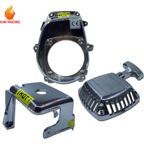 Chrome Engine Kit (pull Starter+cylinder Cover+side Cover+screws) for 1/5 HPI Rovan Baja Losi 5ive-t Rc Car Parts