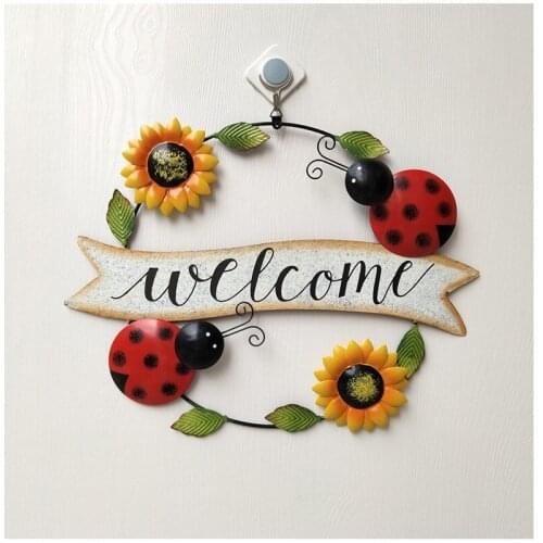 Idyllic Creative Living Room Wall Decoration Wall Decoration WELCOME Small Bee Sun Flower Iron Art Pendant Pendant