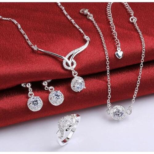 925 sterling silver jewelry set, fashion jewelry set A038-B Earring 452 Necklace 485 Ring 325-8 /imwareda ikjarbqa S784-D