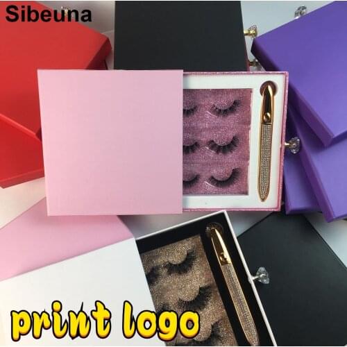 Print 5 color Mink Eyelashes Packaging Box with Hot Gold Text Luxury Real Mink Lashes Custom Your Brand Logo Lash Box makeup