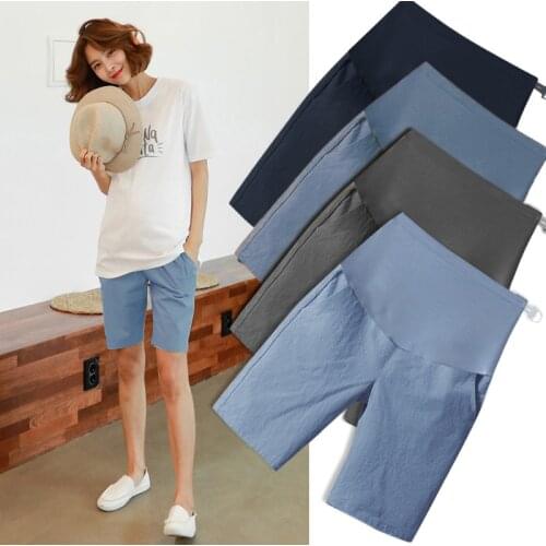 5006# 1/2 Length Thin Cotton Linen Maternity Short Pants Summer Fashion Shorts Clothes for Pregnant Women Casual Belly Pregnancy
