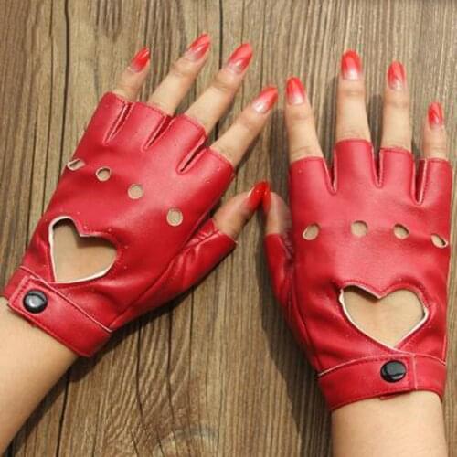 Fashion Leather Gloves 2020 New Fashion Style Multicolor Red Balck White Love Heart Mittens Luvas Guantes Mujer For Women Girls