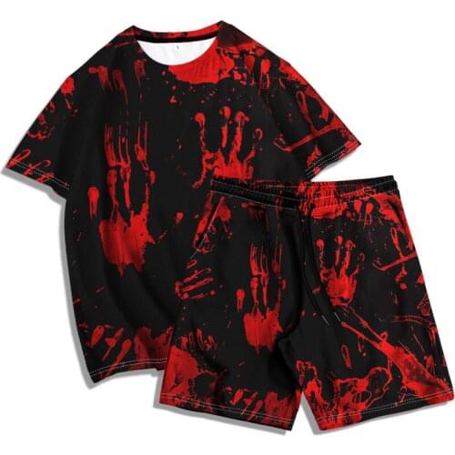 Oversized S-6XL Mens Sets Summer New Red 3d Printed T-shirt and Shorts Two-piece Set Outfits Unisex Casual Couples Clothes Suit