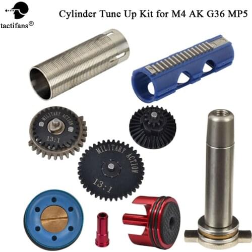 13:1 High Speed Gear Nozzle Tune-Up Sets 15 Teeth Piston Cylinder Piston Head Spring Guide For M4 AK G36 MP5 Ver.2/3 Airsoft AEG