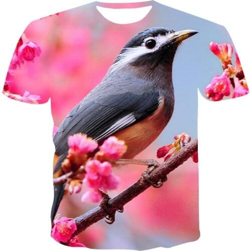2021 summer new 3D T-shirt casual short-sleeved O-neck top fashion Harajuku parrot animal pattern clothing plus size top