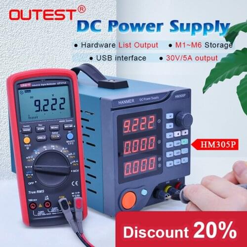 OUTEST Digital Programmable DC Power Supply 30V 5A Multi-Function Multimeter List M1~M6 Adjustable With USB Interface