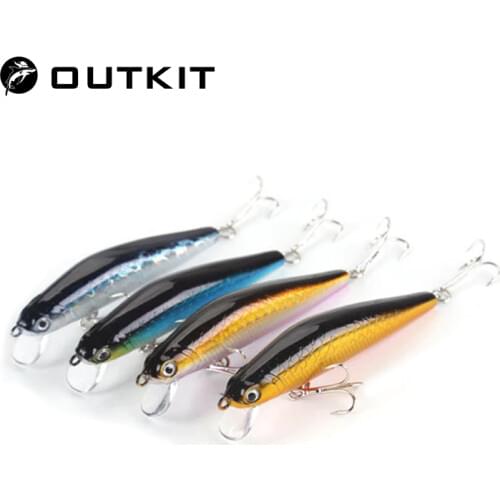 OUTKIT 1Pcs 7.5cm 6g Fishing Lure Minnow Hard Bait with 2 Fishing Hooks Fishing Tackle Lure 3D Eyes Crankbait Minnows