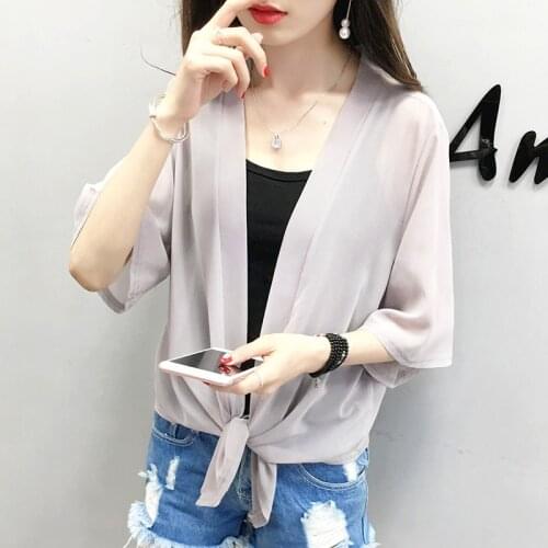 Sale Women Summer Mesh Kimono Cardigan Sun Blouse Shirts Cover Up s Outwear Plus Size 3XL 3/4 Sleeve Tops Sunproof Coat Camisa