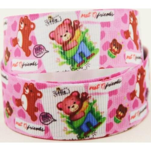 22mm 25mm 38mm 75mm Bear cartoon printed Grosgrain Ribbon party decoration 10 Yards X-04380