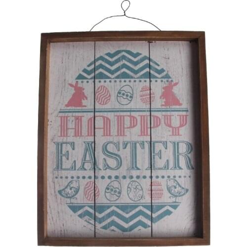 Happy Easter Rabbit Hanger Ornaments Wooden Hanging Wall Door Decoration Sign