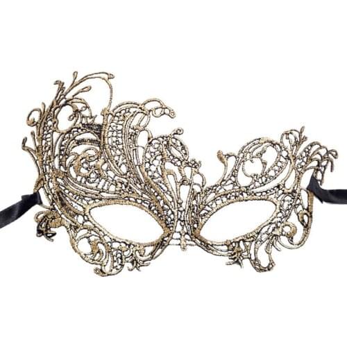 Sexy Gold Lace Mask Ladies Masquerade Party Mask for Carnival Mardi Gras Masque Halloween Prom Masks Venetian Cutout Eye Mask