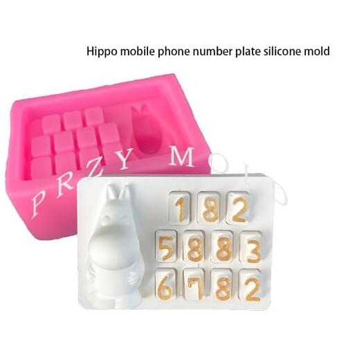Silicone mold Hippo mobile phone number plate car direction aroma handmade licensing aroma DIY molds Fondant cake mold