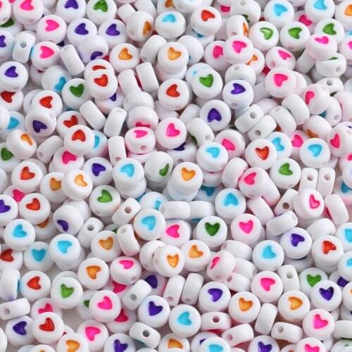Mixed Love Heart Letter Acrylic Beads Round Flat Alphabet Loose Spacer Beads For Jewelry Making Handmade DIY Bracelet Necklace
