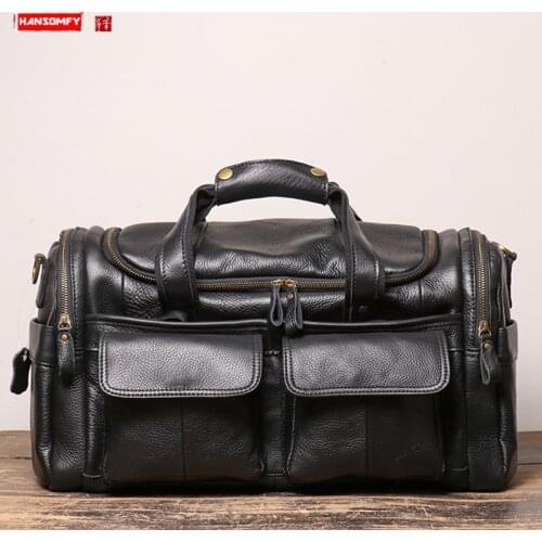 European and American retro frosted leather hand luggage bag leather mens shoulder messenger bag for short trips travel bags