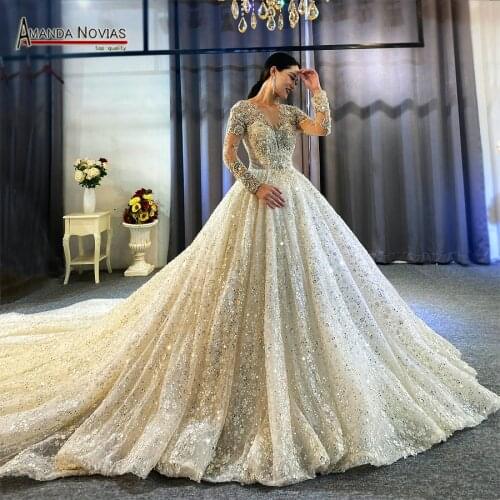 Amanda Novias Heavy Beading long train wedding dress wedding gown