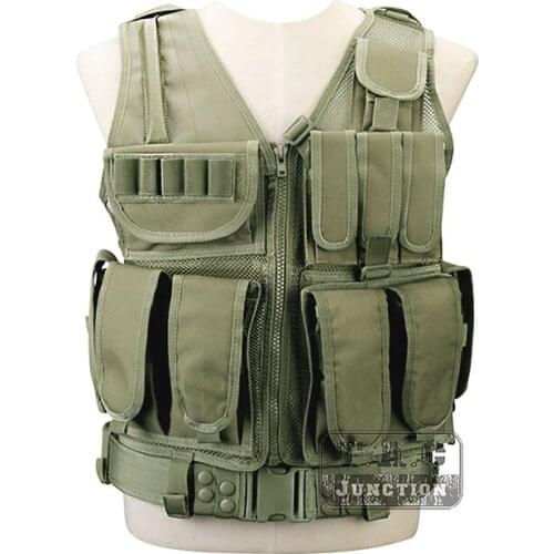 TFG Tactical Police Plate Carrier 900D Nylon Assault Law Enforcement Combat Hunting Adjustable MOLLE Vest W/ Magazine Pouches OD