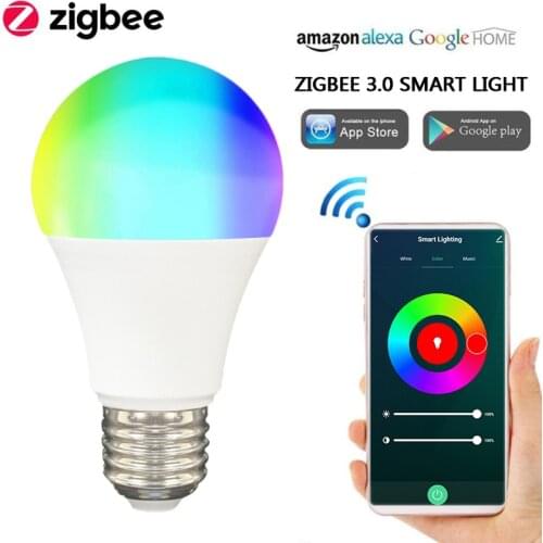 Tuya ZigBee 3.0 9W Smart Led Lamp Bulb Light E27 240V 110V RGB+W+C light App Smart Life Smartthings Alexa Google Home Hub need