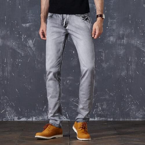 Vintage Jeans Mens 2020 Fashion Designer Clothing Bleached Straight Leg Denim Pants Grey Cowboy Trousers Male Old Retro Clothes