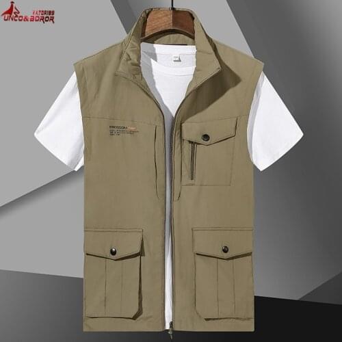Mens Waistcoat Jackets Vest Summer Sports Multi Pocket techwear jaqueta masculina Climbing Hiking Work Fishing Sleeveless gilet